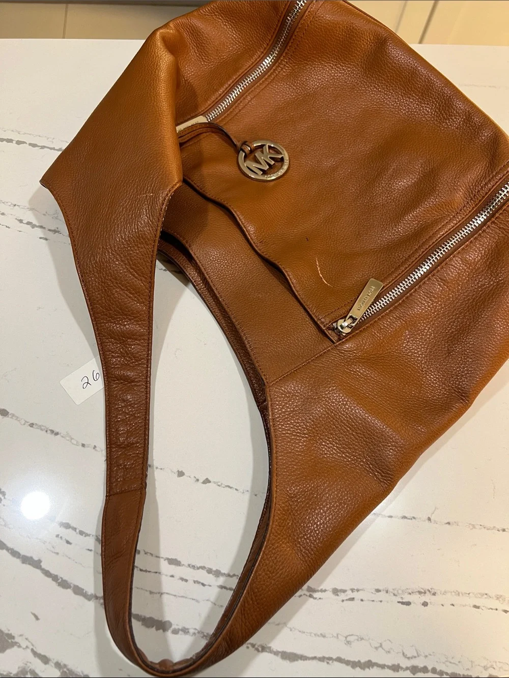 Michael Kors Cognac Leather Shoulder Hobo Bag Luggage Tan